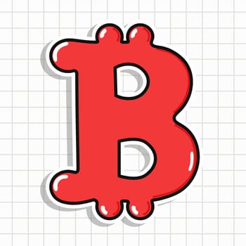 Bitcoin Sign sticker character. Vector hand drawn cartoon kawaii character illustration icon. Fun Bitcoin Sign sticker character concept
