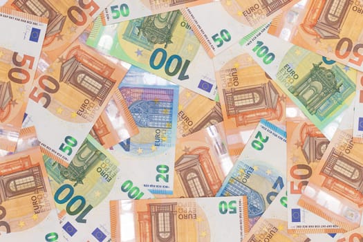 Different Euro Banknotes Money Background
