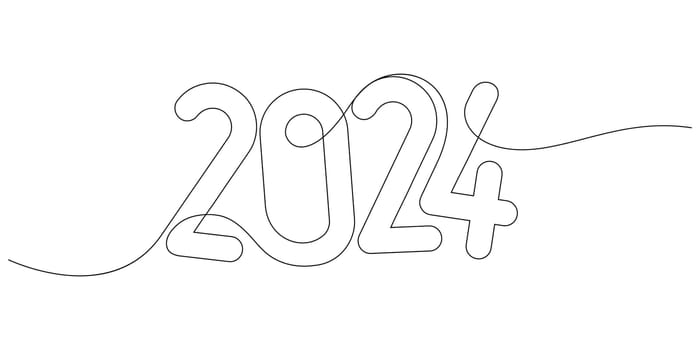 continuous line drawing 2024 number design logo minimalism concept celebration