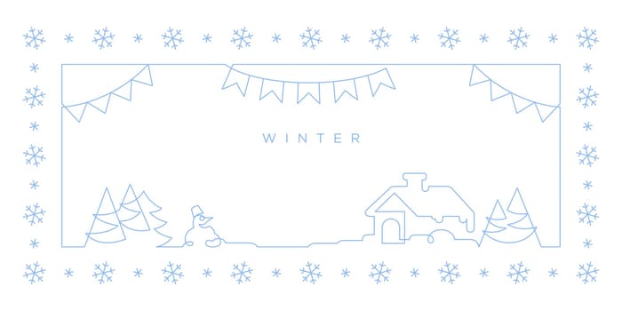 winter season celebration vector illustration in one line drawing minimalism concept