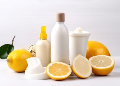 oil natural ingredient treatment body spa essence bergamot citrus face green bottle massage lime extract organic lemon skin cosmetic skincare. Generative AI.