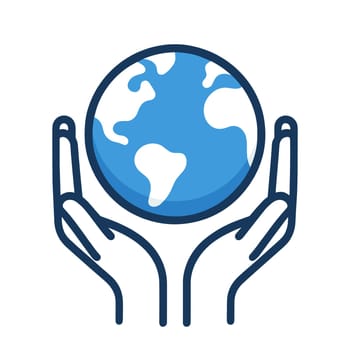 Two hands hold the globe Earth. Concept of caring for the Earth.