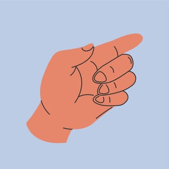 Hand with pointing finger, gesture showing sign