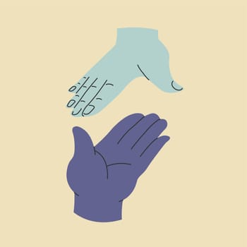 Hands holding, giving or taking gesture vector