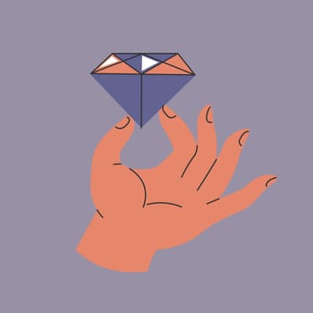 Hand holding expensive precious stone, diamond