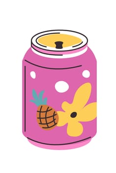 Soda or pineapple drink in tin can, tasty drink