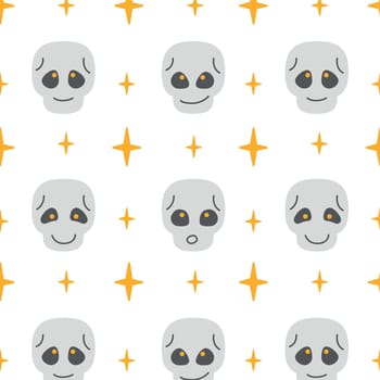 pattern of gray skulls on a white background in a simple style, vector