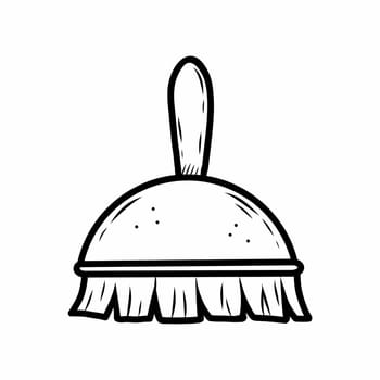 Broom for cleaning floor. Vector doodle illustration on white background. Sketch style drawing.