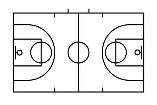 Basketball court field background line silhouette