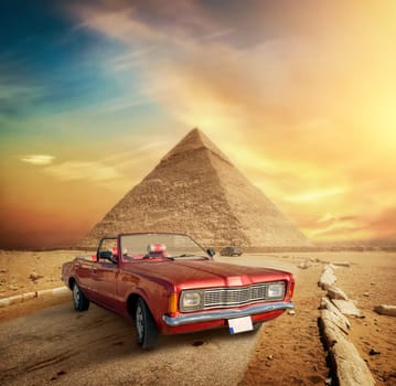 Car near the pyramid