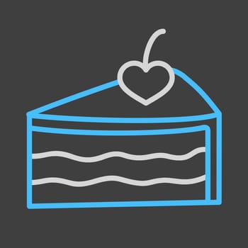 Peace of cake with heart isolated vector icon