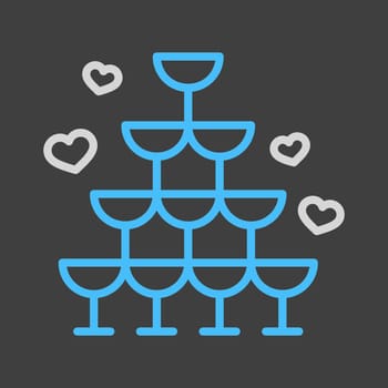Wedding pyramid from glasses isolated vector icon