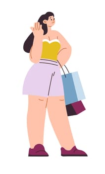 Fashionable female character with shopping bags