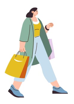 Woman walking with shopping bags from boutique