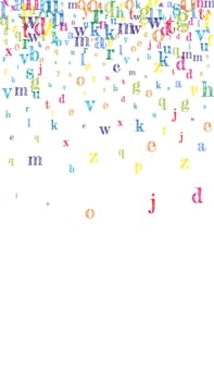 Falling letters of English language. Colorful
