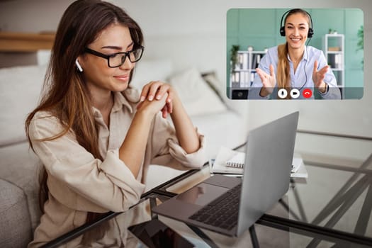 Woman entrepreneur have video call with business consultant
