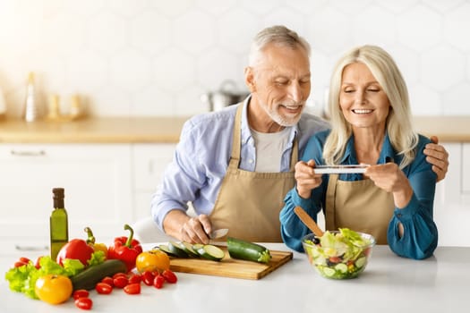Retirement Hobbies. Happy Senior Spouses Making Content For Food Blog