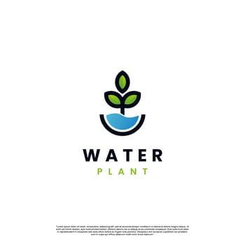 sea plant, ocean plant logo, plant with water logo design modern concept