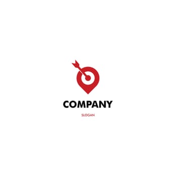 Point target logo design, map pointer combine with arrow icon