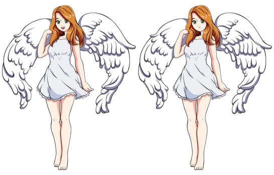 Angel Anime Girl on White