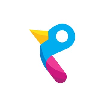 p letter bird icon vector concept design template