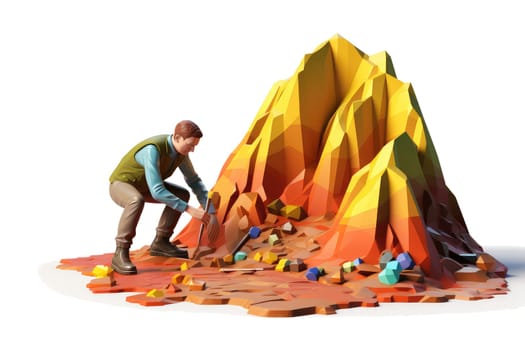 Geologist during the work 3d colorful illustration - Generative AI.