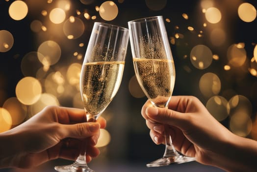Two glasses of champagne. New Year's Eve concept