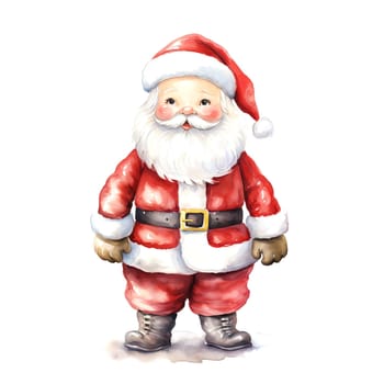 Watercolor Christmas Santa Claus. Clipart. AI generated.