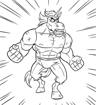 Unicorn Rage Line Art