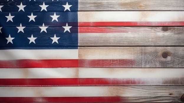 American flag of the United States on a wooden surface.