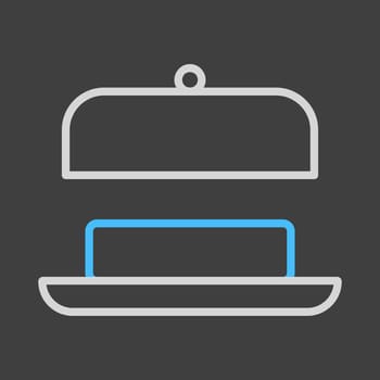 Butter in butter dish with open lid vector icon