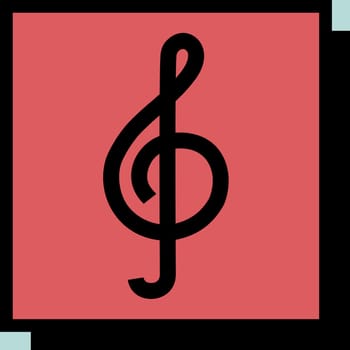 Treble clef vector neo-brutalism icon. Music sign
