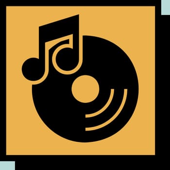 Disc and music note vector neo-brutalism icon