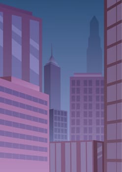 Cityscape Art Deco Purple