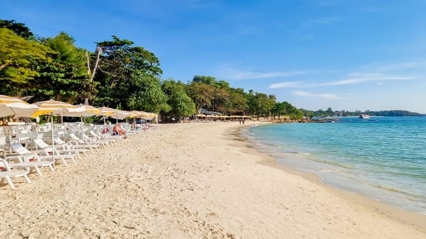 Koh Samet Island Rayong Thailand, white tropical beach of Samed Island with a turqouse colored ocean