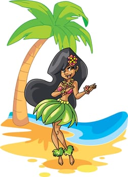 Hula Girl Illustration
