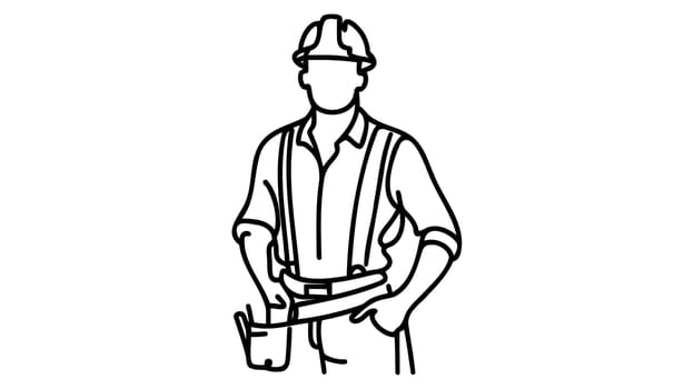 Single continuous line drawing of young attractive foreman controlling building development progress