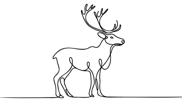Deer line art icon. Deer continuous line drawing. Deer one line draw graphic vector. Vector illustration.