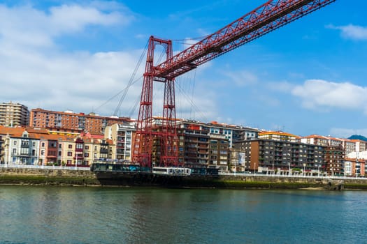 Portugalete, Spain - 12.06.2022: The Bizkaia suspension transporter bridge Puente de Vizcaya in Portugalete, Basque Country, Spain.
