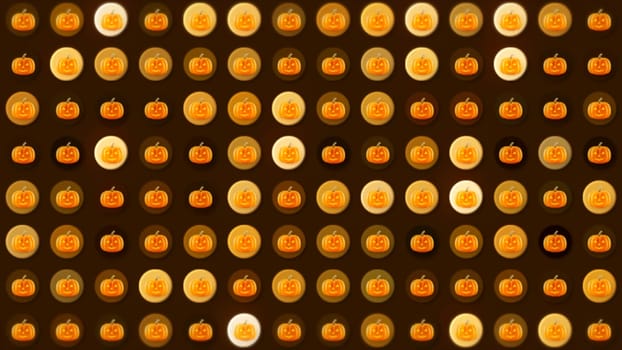 Halloween background with dots and pumpkins. Motion. Lots of little pumpkins with flashing dots. Background with lots of flashing dots and small pumpkin images. Halloween background