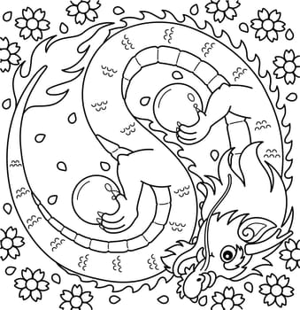 Year of the Dragon Yin Yang Coloring Page for Kids