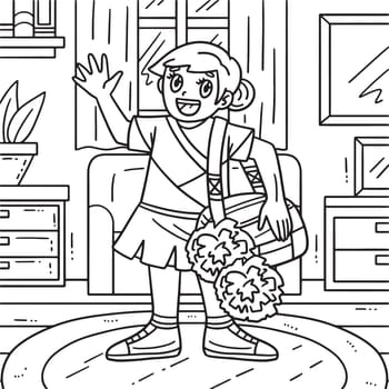 Cheerleader Girl with Sports Bag Coloring Page