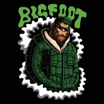 Bigfoot gangster character vector illustration