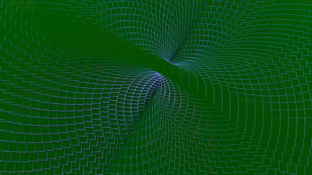 Black and green background. Design. Hypnosis effect with moving bright lines in abstraction.