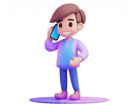 3D Character standing and conversation with smartphone