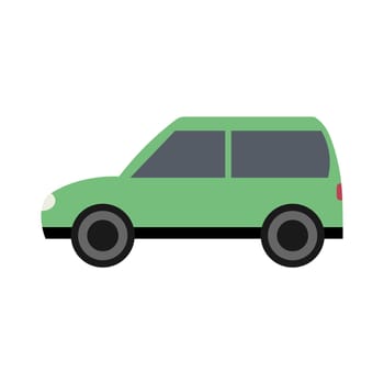 Green car side view icon on white background