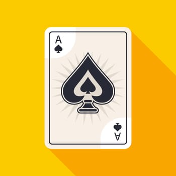 playing card ace of spades on a yellow background.