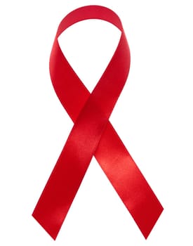Red ribbon awareness ribbon symbol for the solidarity of people living with HIV or AIDS