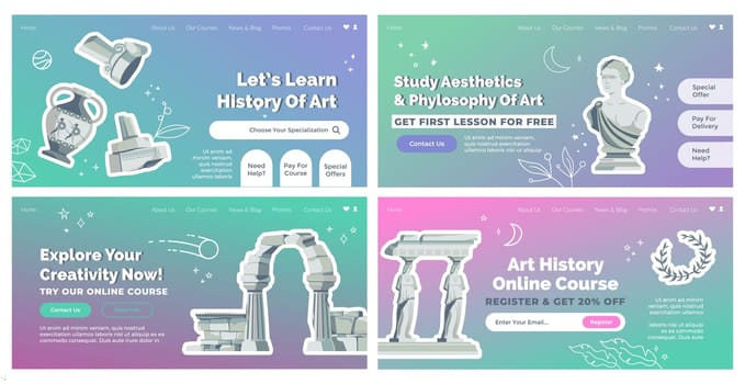 Web banner collection for art history course promo
