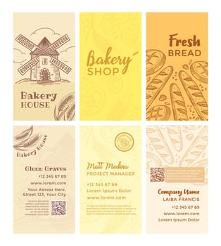 Vertical business card for bakery shop advertising